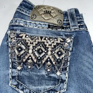 Miss Me Signature Skinny Rhinestone‎ Bejeweled Aztec Jeans Stretch Women's 27